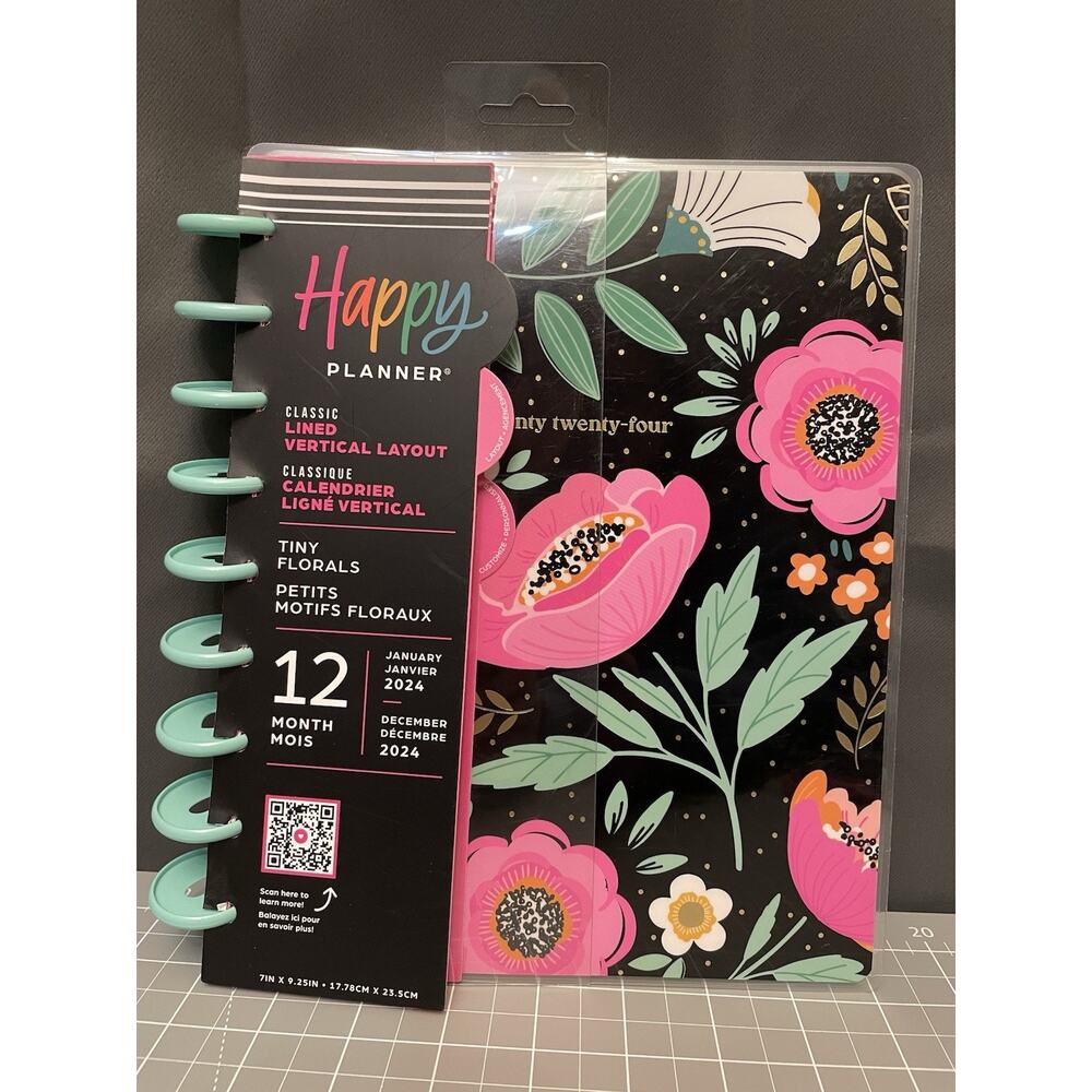 Happy Planner Classic Tiny Florals Lined Vertical Layout 12 Mo 9 Disc Size